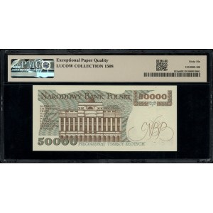 50.000 złotych, 1.12.1989; ekstremalnej rzadkości seria...