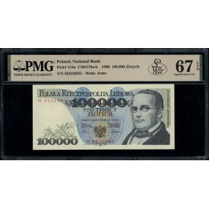100.000 złotych, 1.02.1990; rzadka seria M, numeracja 3...