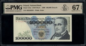 100,000 zloty, 1.02.1990; rare M series, numbering 3....
