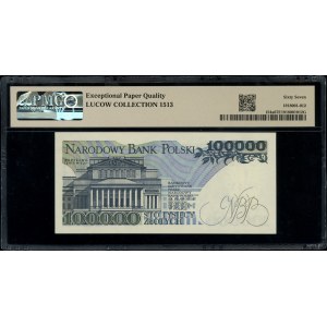 100.000 złotych, 1.02.1990; rzadka seria M, numeracja 3...