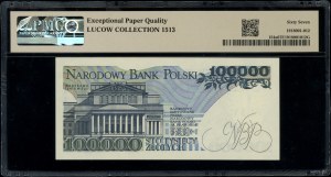 100,000 zloty, 1.02.1990; rare M series, numbering 3....