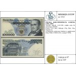 100.000 złotych, 1.02.1990; rzadka seria M, numeracja 3...