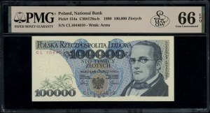 100,000 zloty, 1.02.1990; extreme rarity seri...