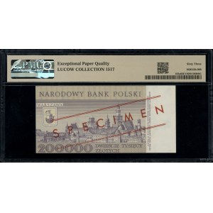 200.000 złotych, 1.12.1989; seria A, numeracja 0000000;...