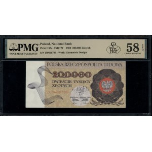 200.000 złotych, 1.12.1989; seria D, numeracja 0668705;...