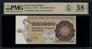 200,000 zloty, 1/12/1989; series D, numbering 0668705;...