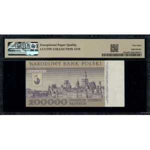 200.000 złotych, 1.12.1989; seria D, numeracja 0668705;...