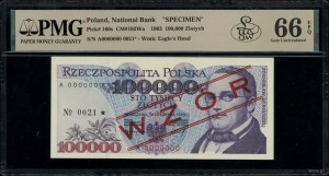 100,000 zloty, 16/11/1993; series A, numbering 0000000....