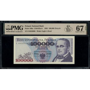 100.000 złotych, 16.11.1993; rzadka seria S, numeracja ...