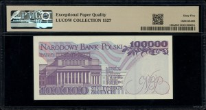 100,000 zloty, 16.11.1993; rare AC series, numbering...