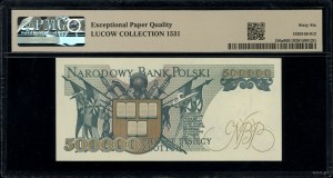 500,000 zloty, 20.04.1990; rare series A, numbering ...