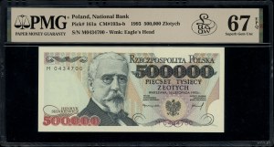 500,000 zloty, 16.11.1993; rare M series, numbering ...