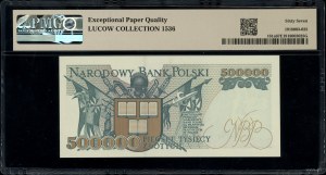 500,000 zloty, 16.11.1993; rare M series, numbering ...