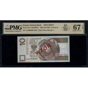 10 złotych, 25.03.1994; seria londyńska AA, numeracja 0...