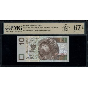 10 złotych, 25.03.1994; seria londyńska AC, numeracja 3...