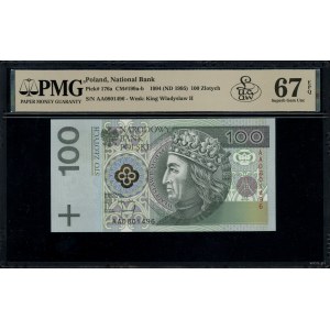 100 złotych, 25.03.1994; seria londyńska AA, numeracja ...