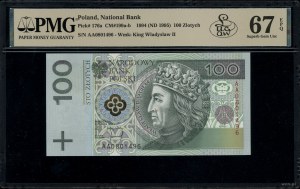 100 zloty, 25.03.1994; London AA series, numbering ...