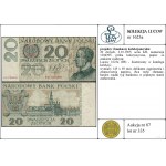 20 złotych, 2.01.1965; seria KH, numeracja 1204395, pró...