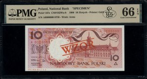 10 zloty, 1.03.1990; series A, numbering 0000000, red....