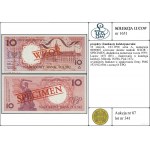 10 złotych, 1.03.1990; seria A, numeracja 0000000, czer...