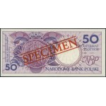 50 złotych, 1.03.1990; seria A, numeracja 0000000, czer...