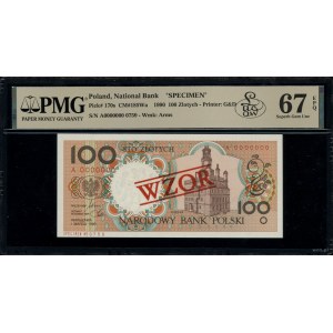 100 złotych, 1.03.1990; seria A, numeracja 0000000, cze...