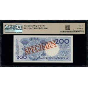 200 złotych, 1.03.1990; seria A, numeracja 0000000, cze...