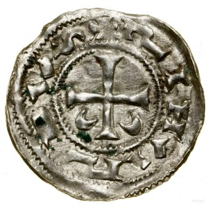 Denario, Rouen(?); Av: Croce, in due angoli adiacenti ...