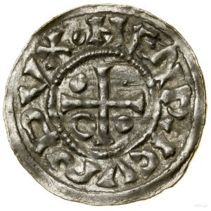 Denar, (985-995), Ratyzbona, mincerz Ag; Aw: Krzyż, w k...
