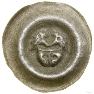 Broad brakteat, second half of the 13th century; Helmet(?) from which ...