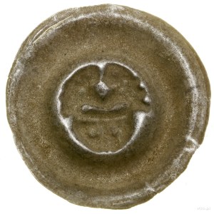 Broad brakteat, second half of the 13th century; Helmet(?) from which ...