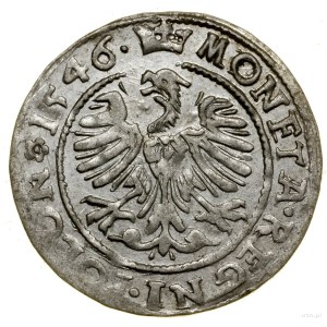 Grosz, 1546, Kraków; rosettes on the sides of the crown, on the sides of the...