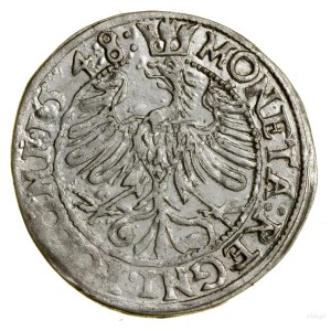 Grosz, 1548, Cracow; in the legend of the reverse POLONI; Białk....