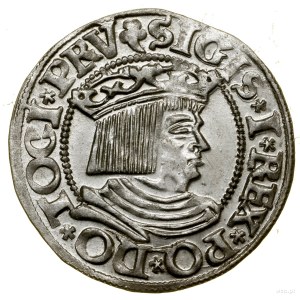 Grosz, 1535, Gdańsk; znaki inicjalne: na awersie i rewe...