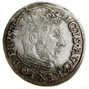 Trojak, 1557, Gdansk; a wide bust of the king without a border....