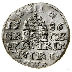 Trojak, 1586, Riga; small bust of the ruler, PO D L in leg...