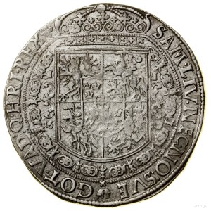 Thaler, 1628, Bydgoszcz; Av: Half-figure of king with sash to...