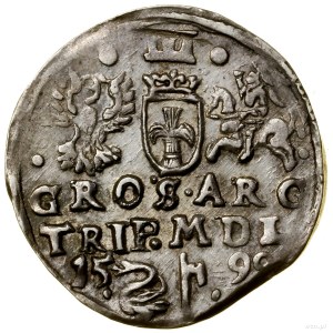 Trojak, 1599, Vilnius; on the reverse is the Swan coat of arms (treasurer...