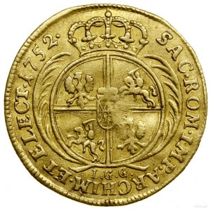 Ducat, 1752, Leipzig; Av: Bust of king in armor and crown....