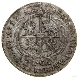 Two-zloty (8 pennies), 1753, Leipzig; massive bust of ...