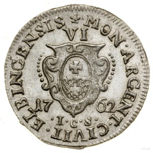 Szóstak, 1762, Elbląg; Initialen ICS (Pächter der Münzstätte...