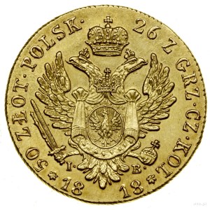 50 zloty, 1818 IB, Warsaw; Av: Head of the Tsar to the right and.