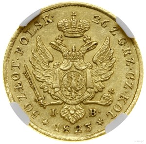 50 złotych, 1823 IB, Warszawa; Aw: Głowa cara w prawo i...