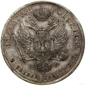 10 gold, 1822 IB, Warsaw; Av: Tsar's head to right and.