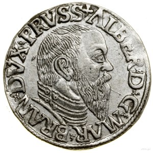 Trojak, 1544, Königsberg; bust with high collar....