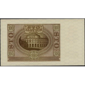 100 zloty, 1.03.1940; series A, numbering 0000000, no...