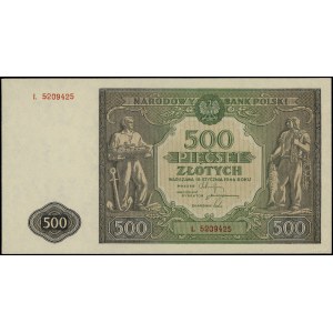 500 zloty, 15.01.1946; series L, numbering 5209425; Gu...