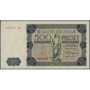 500 złotych, 15.07.1947; seria A3, numeracja 491239; Gu...