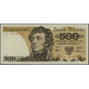 500 złotych, 16.12.1974; początkowa seria AA, numeracja...