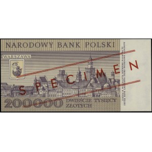 200.000 złotych, 1.12.1989; seria A, numeracja 0000000,...